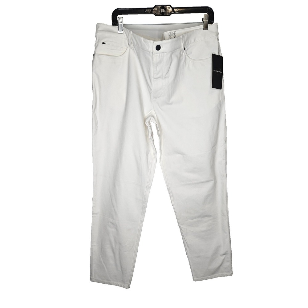 7 Diamonds‎ Infinity Pants Mens 38x30 White Slim Fit 4 Way Stretch Golf Tech